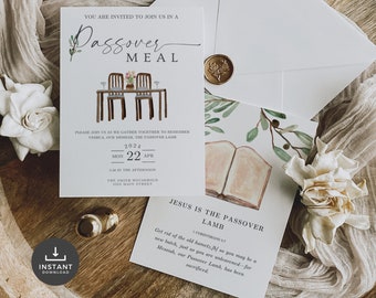 MESSIANIC Pessach Seder Einladung MESSIANIC, Pessach Einladung, Canva Vorlage, 5x7 Größe, Yeshua, Pessach Lamm, Seder Invite