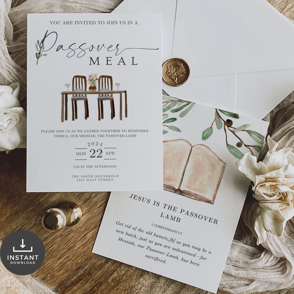 MESSIANIC Passover Seder Invitation MESSIANIC, Passover invitation, Canva template, 5x7 size, Yeshua, Passover Lamb, Seder Invite