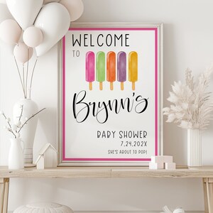 Ready to Pop Baby Shower Poster, Welcome Baby Shower, Popsicle Shower Sign, Editable, Summer Baby, Baby Shower Decor, Edit in Canva, 18x24