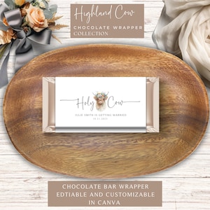 Highland Kuh Schokoriegel Wrapper, druckbare Schokoriegel Wrapper, Candy Bar Favor Vorlage, Brautparty Geschenk, Party Favor Wrapper, DIY