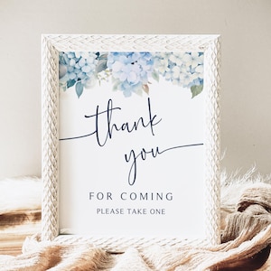 Hydrangea Thank You Sign: Bridal Shower Decor (Digital Download)