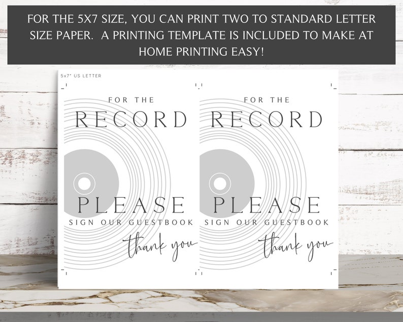 Record Wedding Guestbook Sign, for the Record Guestbook, Please Sign ...
