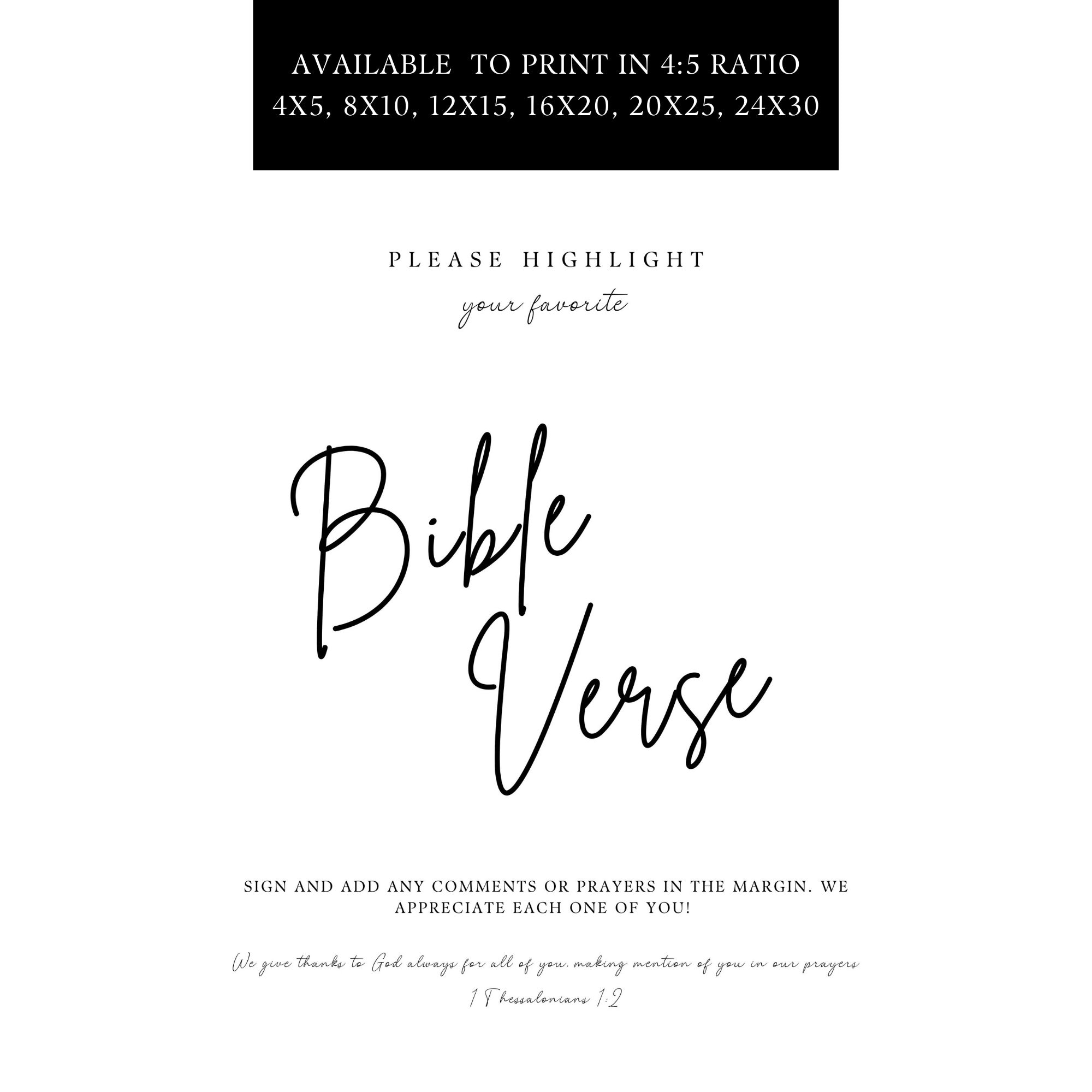Wedding Bible Guest Book Sign Template, Please Highlight Your Favorite ...