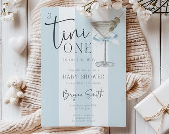 A Tini One Baby Shower Invitation, Martini Baby Shower, Boy Baby Shower, Baby is Brewing Baby Shower, Cocktail Baby Shower, Edit