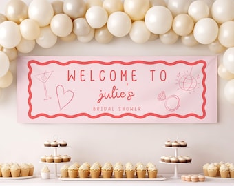 Galentine Bridal Shower Wall Banner, Valentine's Shower, Pink and Red Shower, 2x6 Banner, Editable Bachelorette Shower Banner, Girly Banner