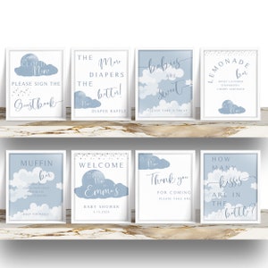 On Cloud Nine Baby Shower Signs, Cloud 9, Baby Shower Sign Bundle, Editable Templates, Canva, Books for Baby, Babies are Sweet, Printable