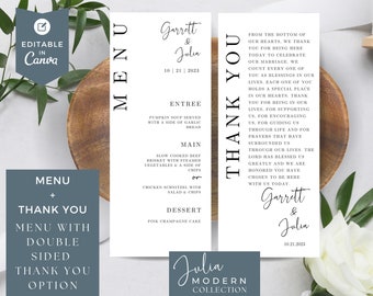 Hochzeitsmenü Dankeschön Vorlage (Digitaler Download)