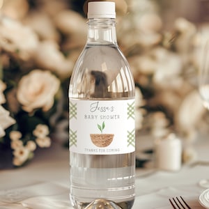 Little Sprout Baby Shower, Water Bottle Label, Plant Party Favor, Locally Grown Shower, Country Shower, Editable Printable TEMPLATE, Canva