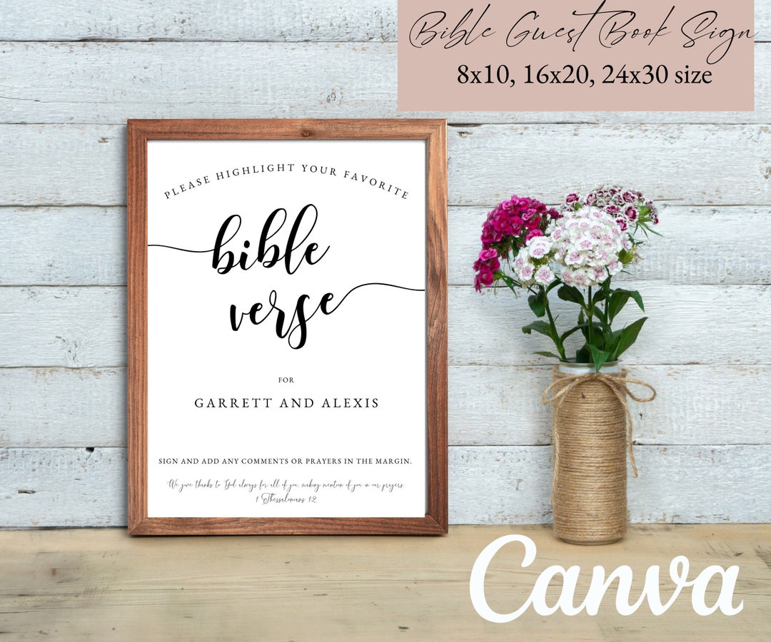 Wedding Bible Guest Book Sign Template, Please Highlight Your Favorite