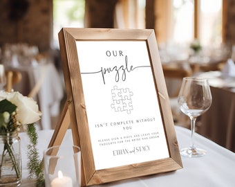 Libro de visitas de boda de rompecabezas, firme nuestro libro de visitas, plantilla de signo de boda, decoración de boda, libro de visitas de rompecabezas personalizado, único