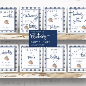 Blaubeer-Babyparty-Schilderpaket, Berry Sweet, Babyparty-Schilderpaket, bearbeitbare Vorlagen, Bücher für Babys, Babys sind süß, druckbar