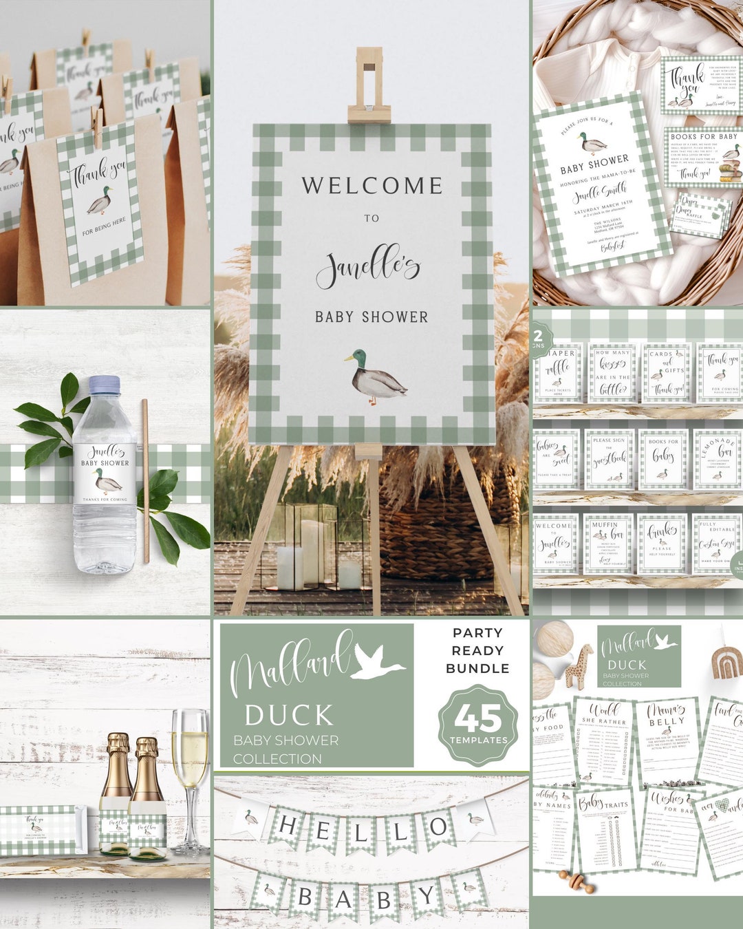 Mallard Duck Baby Shower Bundle, Duck Hunting Baby, Shower Games ...