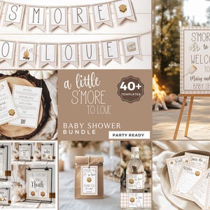 S&#39;more Baby Shower, S&#39;more to Love Shower Bundle, Bonfire Party decor, Fall Baby Shower