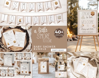 S'more Baby Shower, S'more to Love Shower Bundle, Bonfire Party decor, Fall Baby Shower
