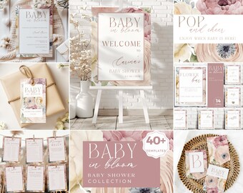 Baby in Bloom Shower Bundle, Invitation, Games, Signs (Digital Download)