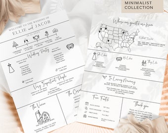 Wedding Infographic Program Canva, Wedding Information, Wedding Timeline, DIY Printable Program, Order of Ceremony, Fun Wedding Day Program