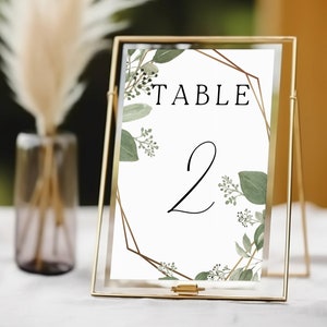 Eucalyptus tafelnummers, EUCALYPTUS HEXAGON nummerbord, bewerkbaar, groen tafelnummers, sjabloon, Canva, 4X6, 1-30, afdrukbaar