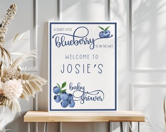 Blueberry Baby Shower Welcome Sign: Gender Neutral Decor (Digital Download)