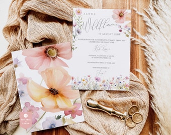 Wildflower Baby Shower Invitation: Boho Floral Canva Template (Digital Download)