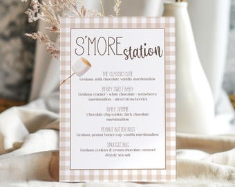 S’mores Bar Sign | Bonfire Baby Shower Printable | S’more Station Sign | Baby Shower Dessert Table Decor