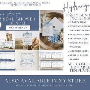 Hydrangea Bridal Shower Games, Dusty Blue Floral Shower, Wedding Shower Games Bundle, Would She Rather, PRINTABLE Games, EDITABLE in Canva image 9