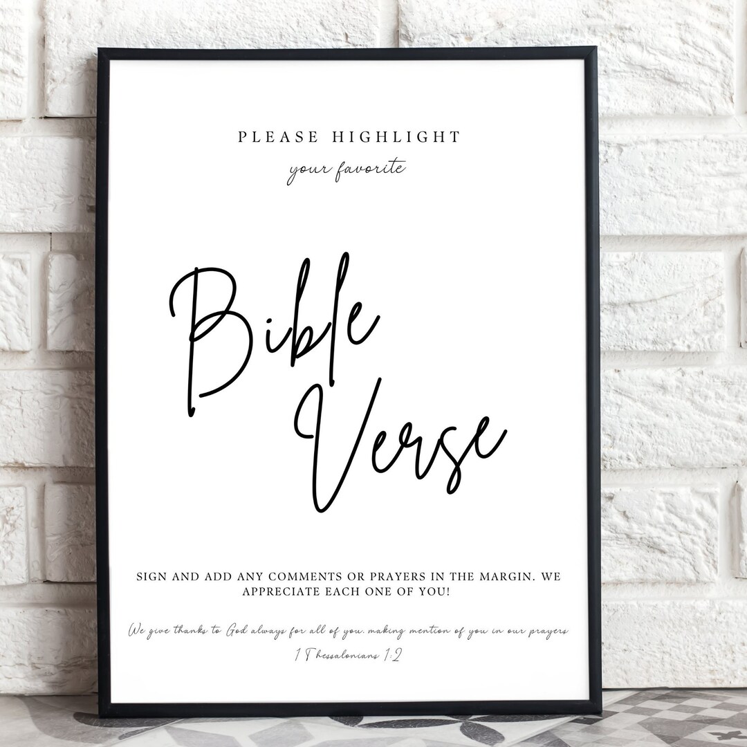 Wedding Bible Guest Book Sign Template Please Highlight Your - Etsy