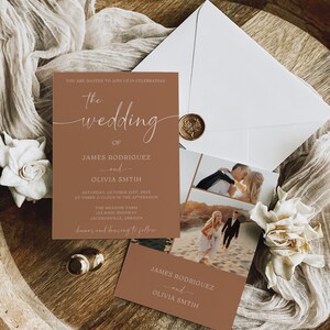 Rust Wedding Invitation Bundle: Minimalist Canva Template (digital ...