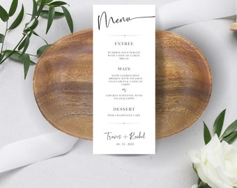 Modern Script Wedding Menu Template: Minimalist Dinner Menu (Digital Download)
