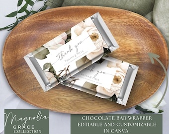 Floral Wedding Chocolate Bar Wrapper Template (Digital Download)
