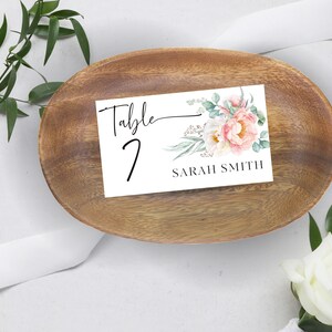 Wedding place cards canva | Sage Green Blush Floral | Printable |  Editable | Place Card Template | Canva Wedding Place Cards | KATRIANA