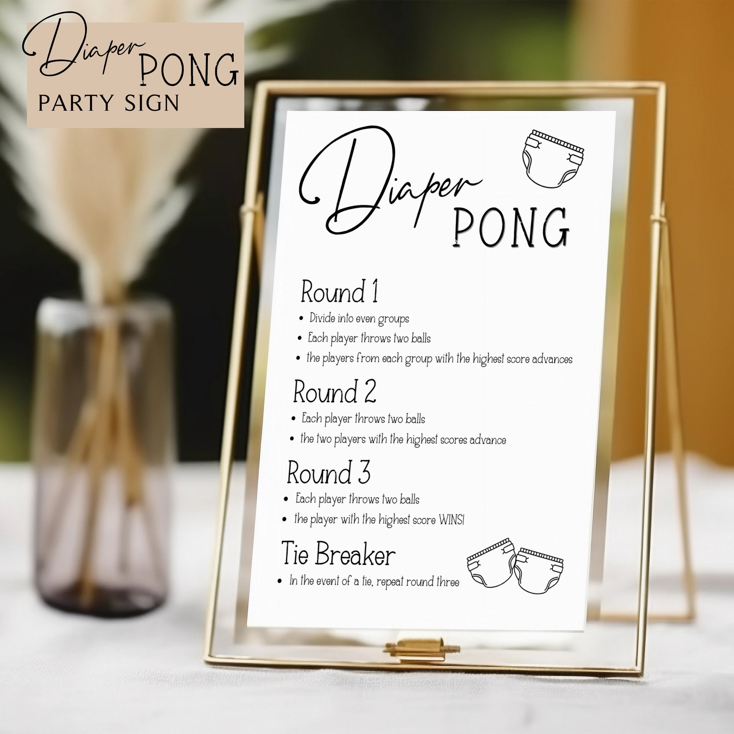 Baby Shower Diaper Pong Baby Shower Activity Instant Download Neutral ...