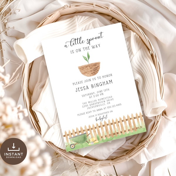 Little Sprout Baby Shower Invitation | Farmers Market | Locally Grown | Garden Baby Shower Invitation | Little Sprout Baby Shower Bundle