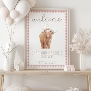 Highland Cow Baby Shower Sign, Welcome Baby Shower, Holy Cow Shower, Farm Baby Shower, Editable, Boho Baby, Baby Shower Decor, Printable