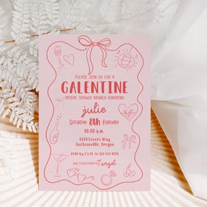 Zaproszenie na wieczór panieński Galentine, Wieczór panieński Walentynkowy, Edytowalny szablon Canva, Zaproszenie na wieczór panieński w kształcie serca, Natychmiastowe pobranie
