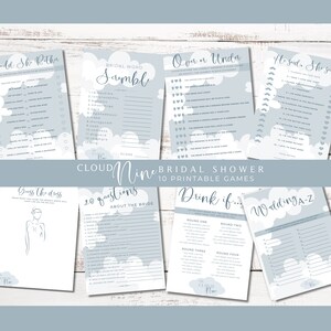 On CLOUD NINE Bridal Shower Games | Minimalist | Fun Wedding Shower Games Bundle | Bridal Shower |  CLASSIC | Printable Games | Canva