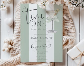 Martini Baby Shower Invitation, Tini One Theme (Digital Download)