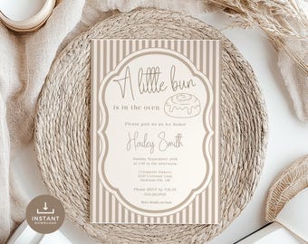 Bun In The Oven Baby Shower Invite | Fall Theme Baby Shower | Editable Invitation | Printable Baby Shower Invite | Bakery Theme Baby Shower