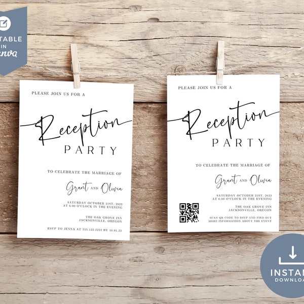 Wedding Invitations For Reception Only, Reception Only Invitation, Wedding Reception Only, Happily Ever After Party, Canva Editable Template