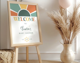 Sunshine Baby Shower Welcome Sign: Editable Template (Digital Download)