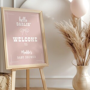 Cowgirl Baby Shower Welcome Sign, Western Baby Shower, Little Cowgirl, Instant Download, Printable, Editable in Canva, Pink Western Baby