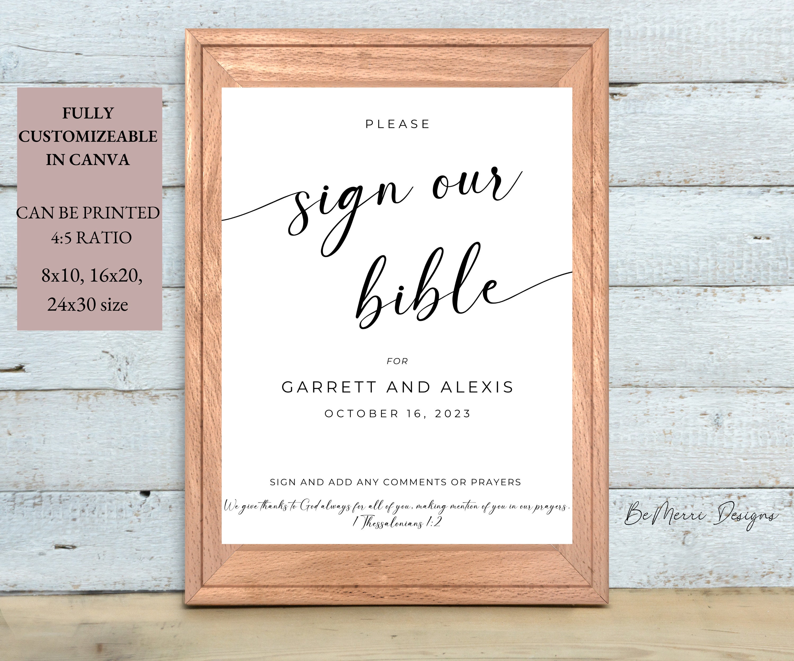 Wedding Bible Guest Book Sign, Printable, Wedding Guest Book Sign ...