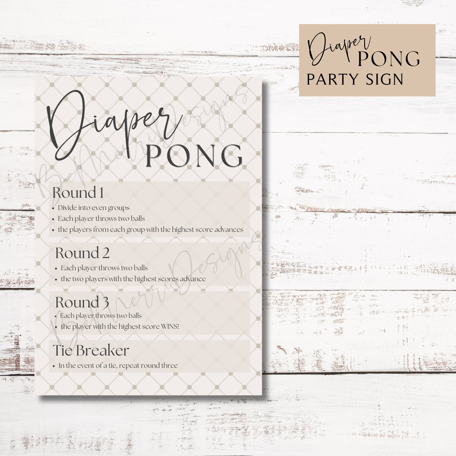 Diaper Pong Baby Shower Game Baby Shower Activity Instant Download ...