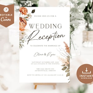 Wedding Reception Only Invitations, We Said I do, Happily Ever After Party, Canva Editable Template, Boho Floral Reception Invite, Teracotta