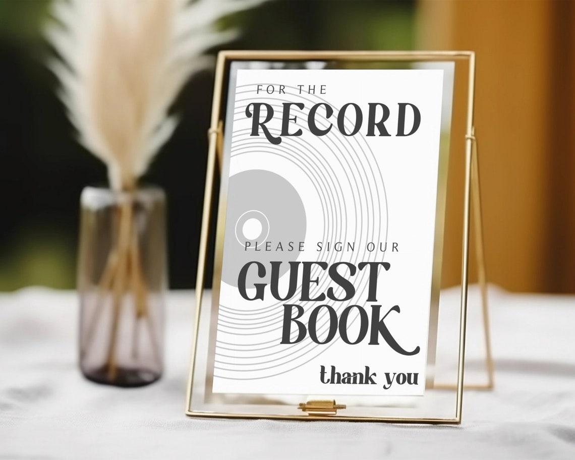 Record Wedding Guestbook Sign, for the Record Guestbook, Please Sign ...