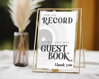 Libro degli ospiti per matrimonio, Libro degli ospiti per la cronaca, Firma il nostro libro degli ospiti, Modello modificabile, Stampabile, Canva, Libro degli ospiti RETRO