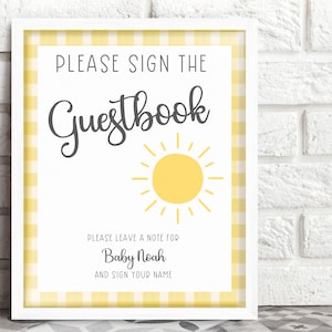 Sunshine Guestbook | Little Ray of Sunshine | Baby Shower Guest Book | Advice For Parents | Custom Guestbook | Here Comes The Son Decor