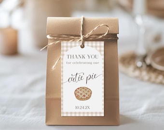 Cutie Pie Baby Shower Favor Tag: Editable Thank You Tag (Canva Template)
