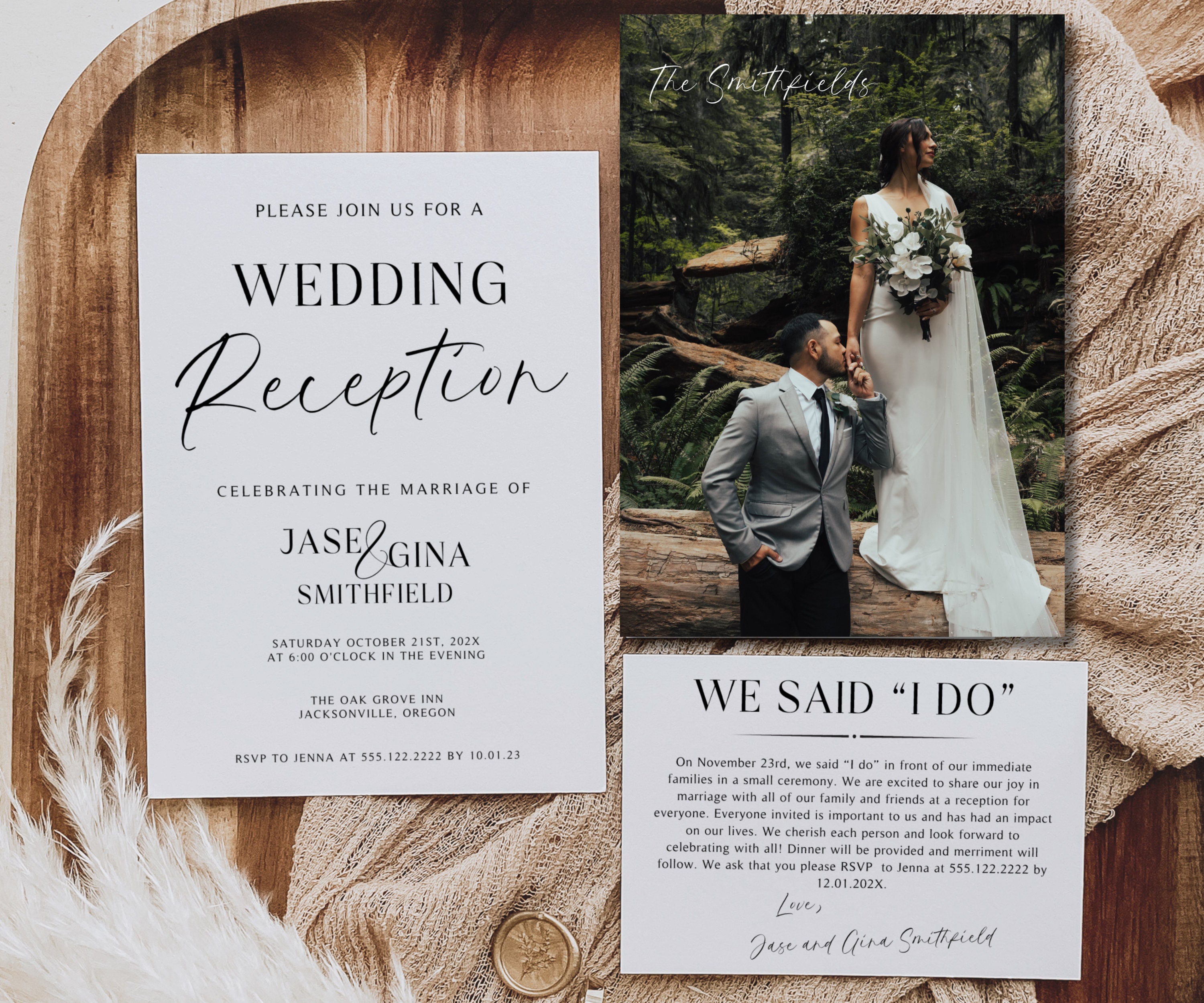 Elopement Wedding Reception Invitations, Wedding Reception Only Invitations,  We Said I Do, Happily Ever After Party, Canva Editable Template - Etsy, image size:3000x2500
