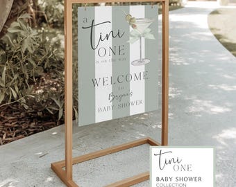 Martini Baby Shower Welcome Sign, Editable Canva Template (Digital Download)