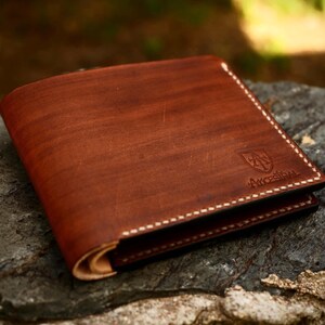 Leather Wallet, bifold wallet, Vegetable tanned leather, gift for him , Gift for men, Full Grain Leather, Handmade leather wallet